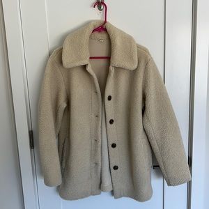 UNIQLO off white teddy bear coat